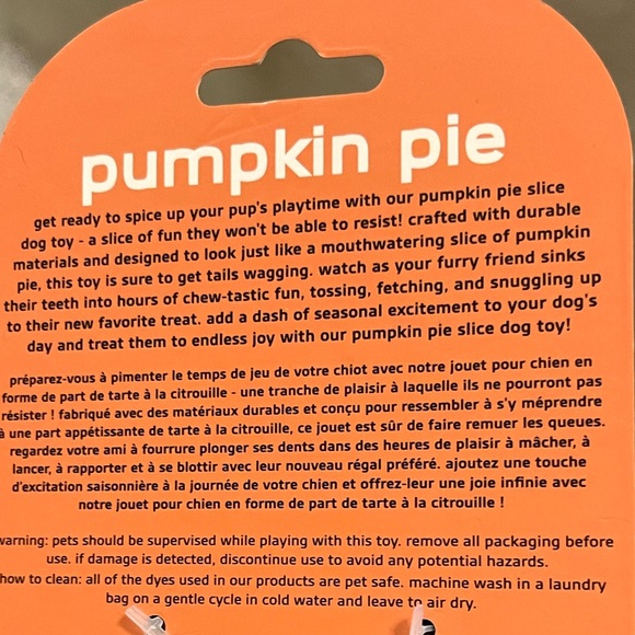 🆕 Dexy Paws Pumpkin Pie Dog Toy - Picture 6 of 7